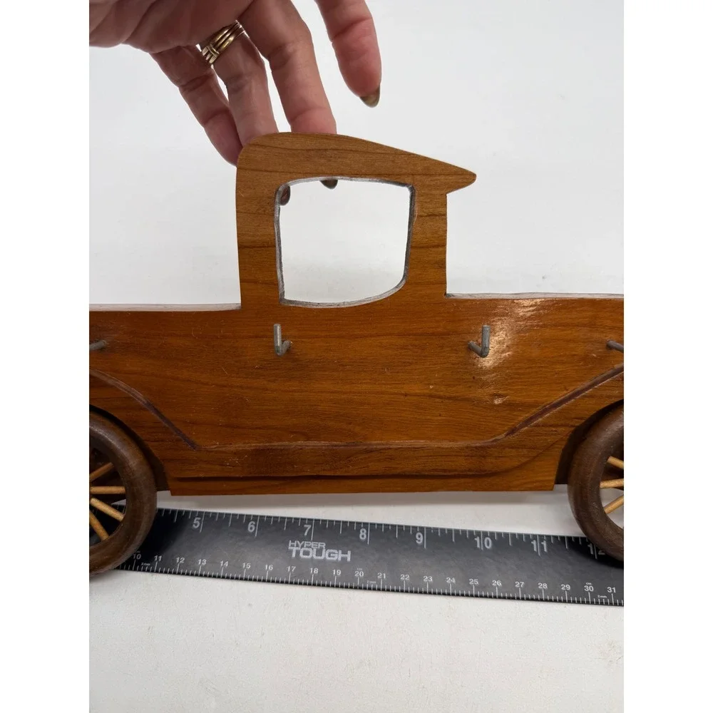 Vintage Wooden Antique Truck Wall Key Rack 5 Hook Entryway Organizer